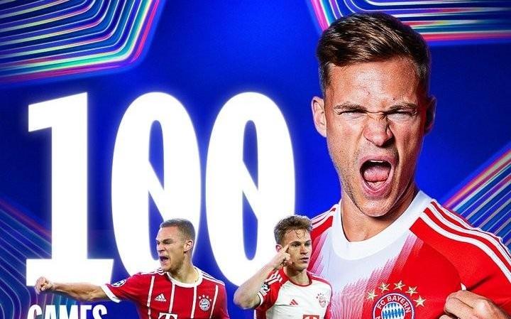 基米希欧冠100场比赛赢下71场，为所有球员最多