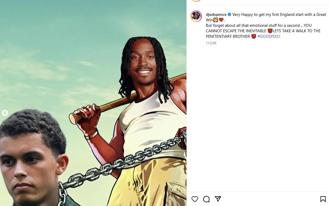 对位击败俱乐部队友，斯彭斯晒出“牵着”布伦南的梗图